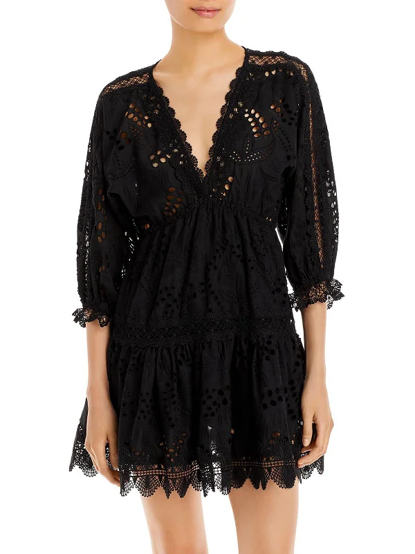 Amante Womens Lace Short Mini Dress Lace Dress Vibe