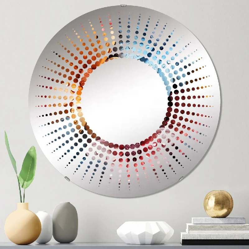 Designart "Colorful Daisy Blossoming Abstraction " Daisies Blue Wall Mirror - Traditional Mirror For Wall Art Decor