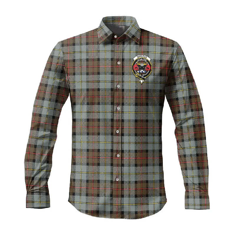MacLeod of Harris Weathered Tartan Long Sleeve Button Up Shirt with Family Crest