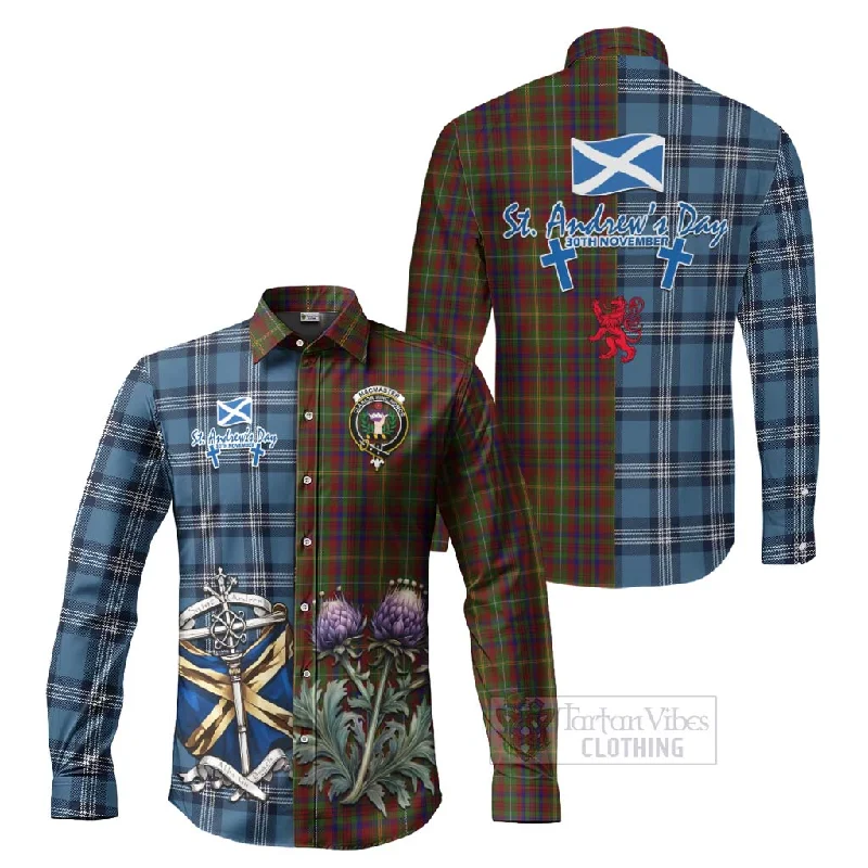 MacMaster (McMaster) Tartan Long Sleeve Button Shirt Happy St. Andrew's Day Half Tartan Style