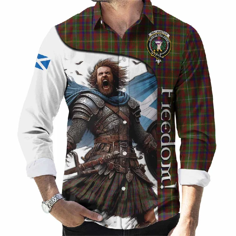 MacMaster (McMaster) Crest Tartan Long Sleeve Button Shirt Inspired by the Freedom of Scottish Warrior