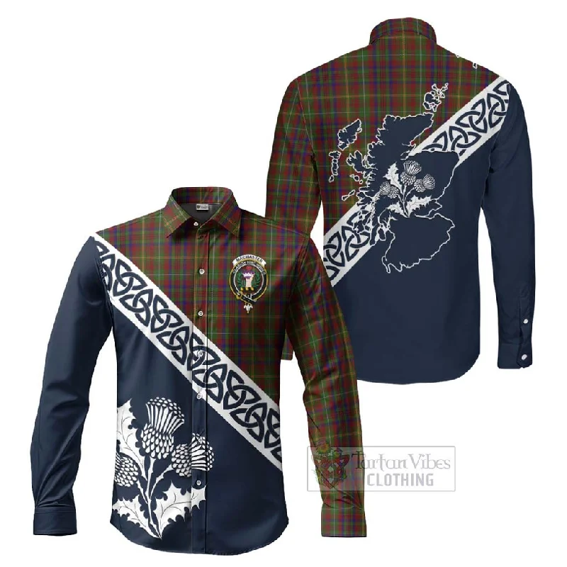 MacMaster (McMaster) Tartan Long Sleeve Button Shirt Featuring Thistle and Scotland Map