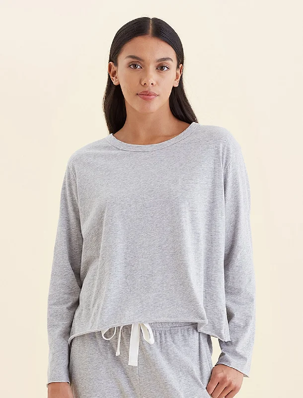 Jada Organic Cotton Boxy Long Sleeve Tee Matching couple pajama sets