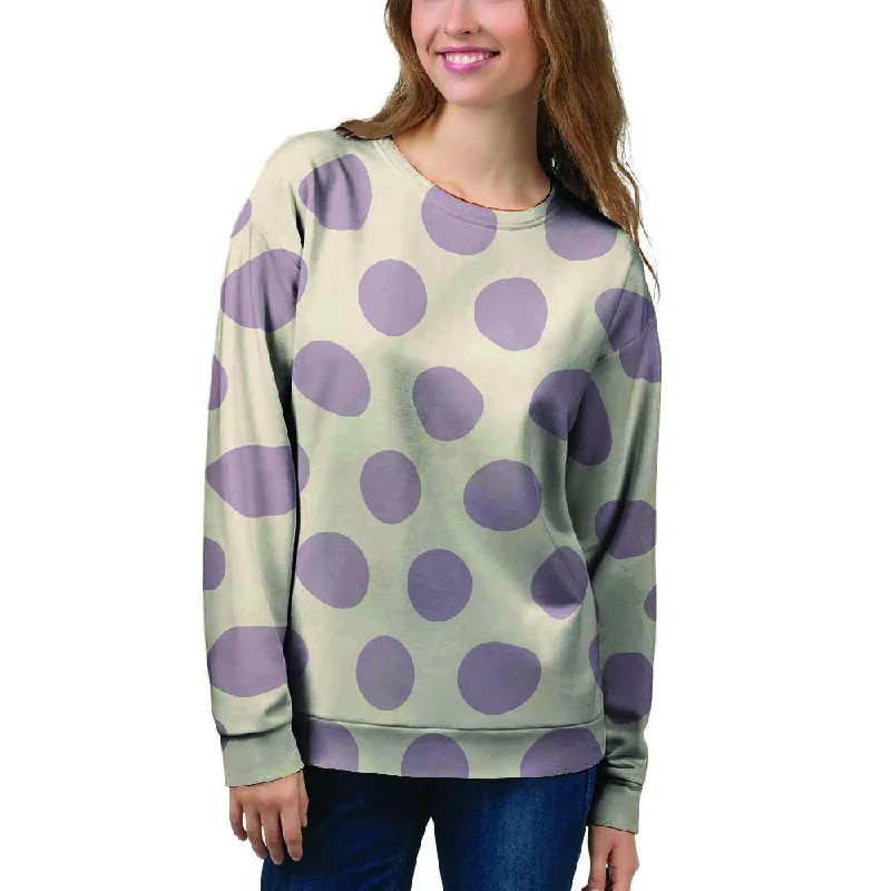 Cream And Brown Polka Dot Women's Sweatshirt Affordable sweaters