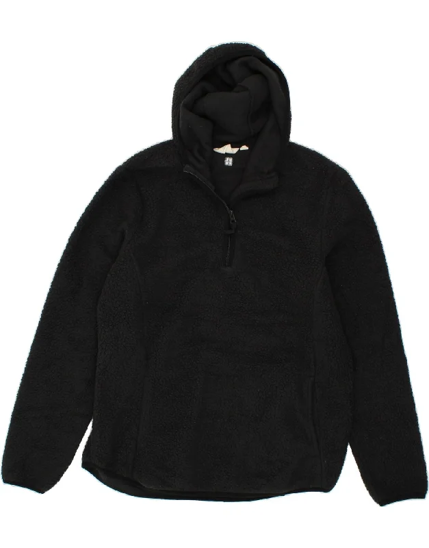 MOUNTAIN WAREHOUSE Womens Zip Neck Hooded Fleece Jumper UK 16 Large  Black Date night sweaters