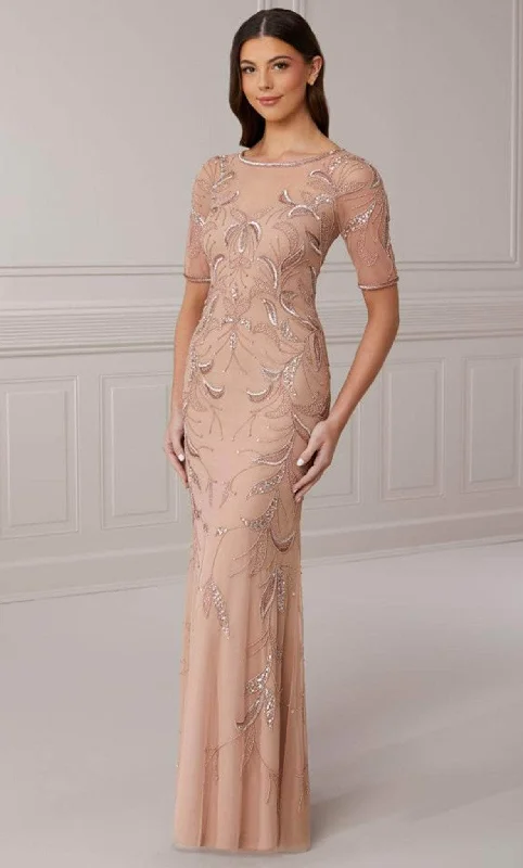 Adrianna Papell Platinum 40421 - Illusion Beaded Sheath Gown Classic party dresses