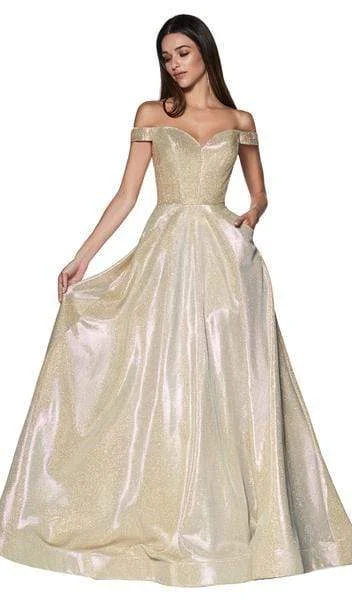 Cinderella Divine - Glitter Off-Shoulder Ballgown CJ270 - 1 pc Champagne-Gold In Size 6 Available Discounted party dresses Cinderella Divine - Glitter Off-Shoulder Ballgown CJ270 - 1 pc Champagne-Gold In Size 6 Available Discounted party dresses