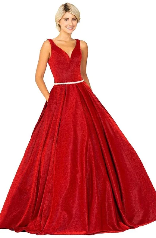 Eureka Fashion - Jersey Glitter V-neck Ballgown Women's party dresses