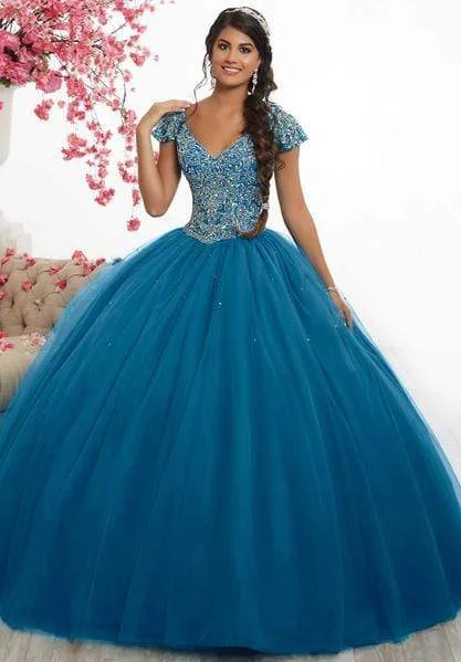 Fiesta Gowns - Beaded V-neck Tulle Ballgown 56335 - 1 pc Peacock In Size 6 Available Best party dresses for wedding guests Fiesta Gowns - Beaded V-neck Tulle Ballgown 56335 - 1 pc Peacock In Size 6 Available Best party dresses for wedding guests