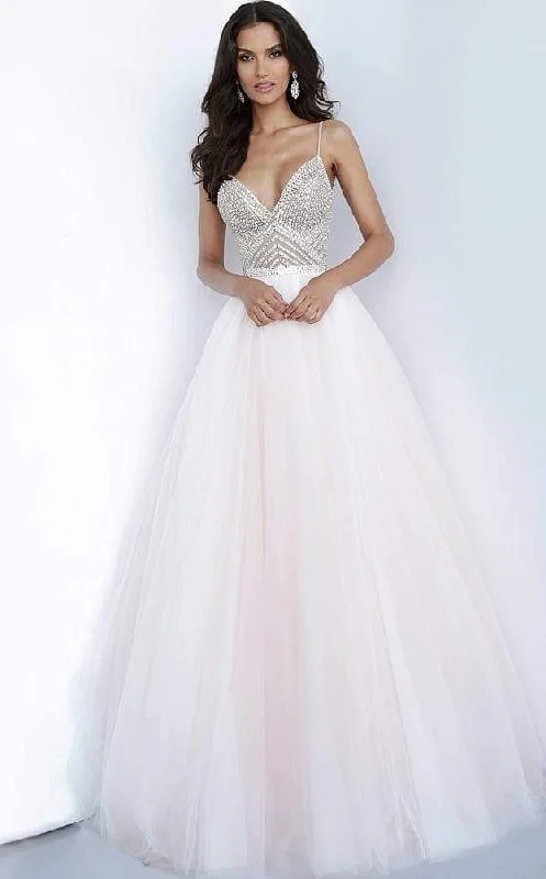 Jovani - 00580 Beaded Deep V-neck Ballgown Best party dresses for petites