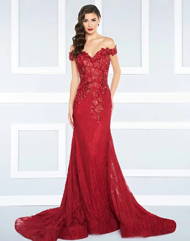 Mac Duggal - Off the Shoulder Rich Lace Gown 66214R Affordable party dresses