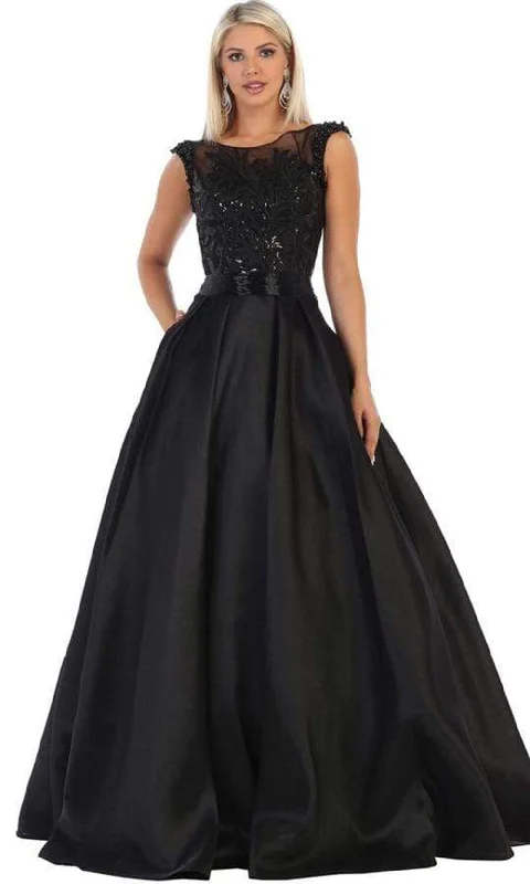 May Queen - Illusion Bateau Sequin Embroidered Ballgown RQ7706 Cheap party dresses