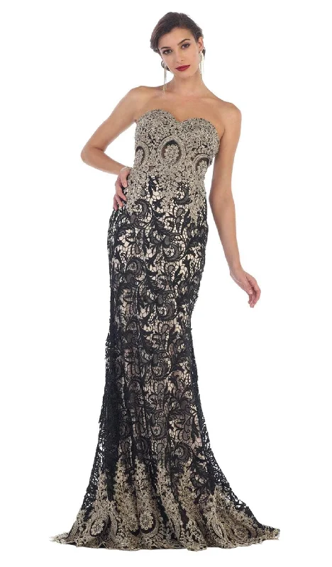May Queen - Lace Strapless Corset Bodice Mermaid Evening Dress RQ7458 - 1 pc Black/Nude in Size 6 Available Best party dresses for tall women May Queen - Lace Strapless Corset Bodice Mermaid Evening Dress RQ7458 - 1 pc Black/Nude in Size 6 Available Best party dresses for tall women