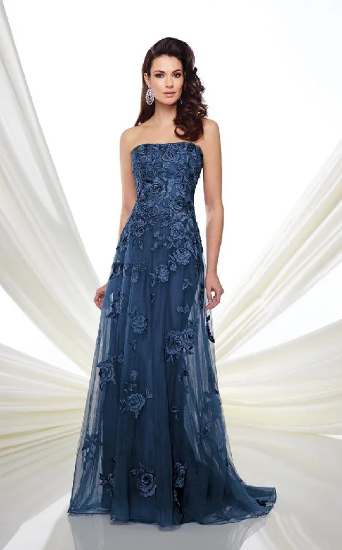 Montage by Mon Cheri Strapless Floral Embroidered A-Line Gown Winter party dresses