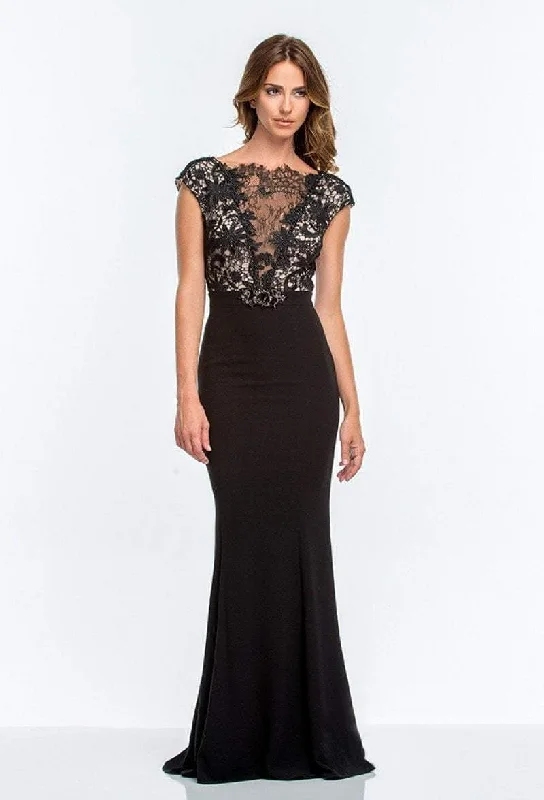 Terani Couture - 151E0444A Lace Overlaid Cap Sleeve Gown Luxury party dresses