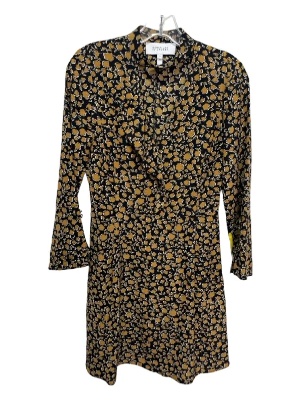 Derek Lam 10 Crosby Size 0 Black & Gold Silk Floral V Neck Cutout Dress Girls' floral dresses Derek Lam 10 Crosby Size 0 Black & Gold Silk Floral V Neck Cutout Dress Girls' floral dresses