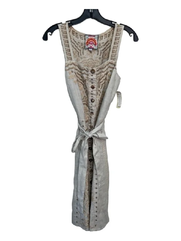 Johnny Was Size XS Gray & White Linen Floral Embroidered Sleeveless Dress Plus size floral dresses Johnny Was Size XS Gray & White Linen Floral Embroidered Sleeveless Dress Plus size floral dresses