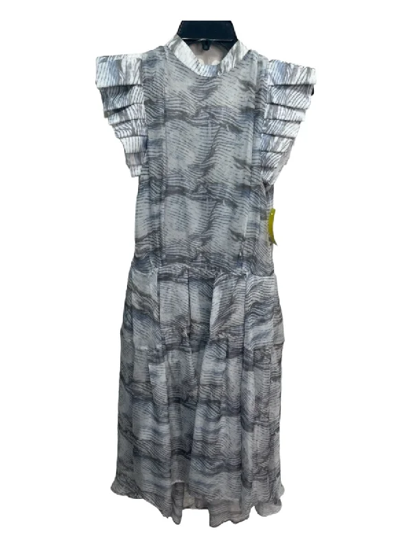 Katherine Kidd Size 4 Grey & Blue Silk Sheer Overlay All Over Print Dress Midi floral dresses Katherine Kidd Size 4 Grey & Blue Silk Sheer Overlay All Over Print Dress Midi floral dresses