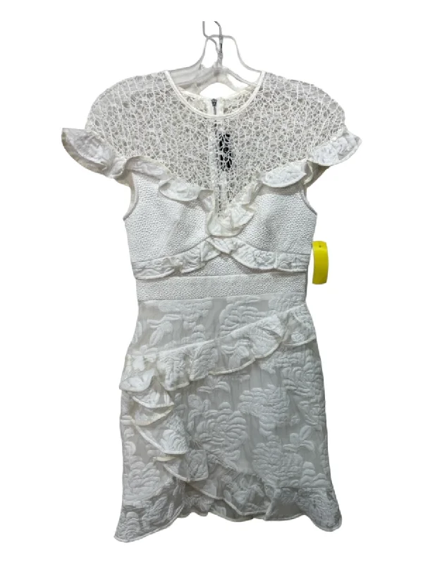 Nicola Finetti Size 2 Cream White Polyester Cap Sleeve Texture Floral Dress Maternity floral dresses Nicola Finetti Size 2 Cream White Polyester Cap Sleeve Texture Floral Dress Maternity floral dresses
