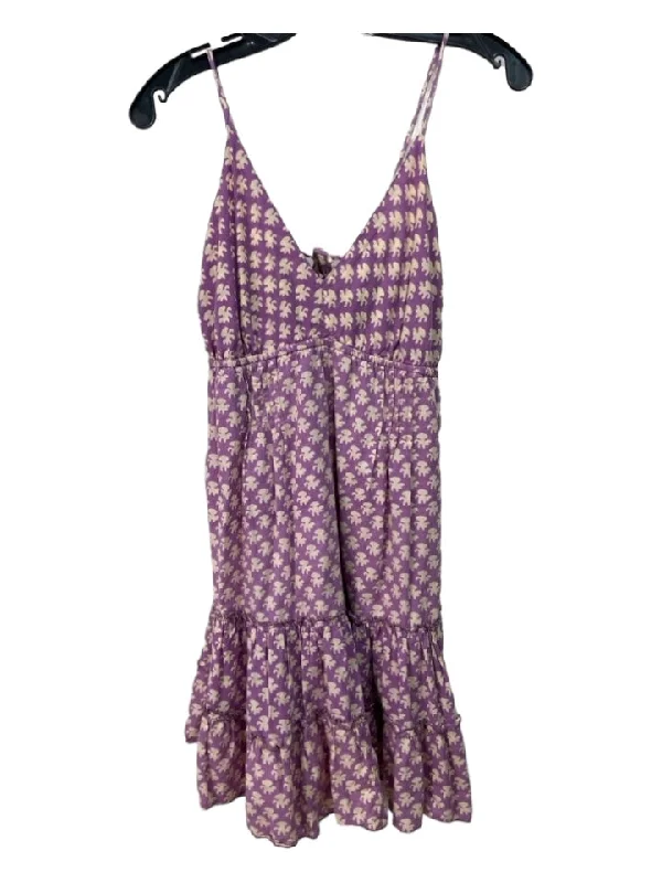 Perry Walker Size S Purple & Beige Cotton Spaghetti Strap Printed V Neck Dress Cotton floral dresses Perry Walker Size S Purple & Beige Cotton Spaghetti Strap Printed V Neck Dress Cotton floral dresses