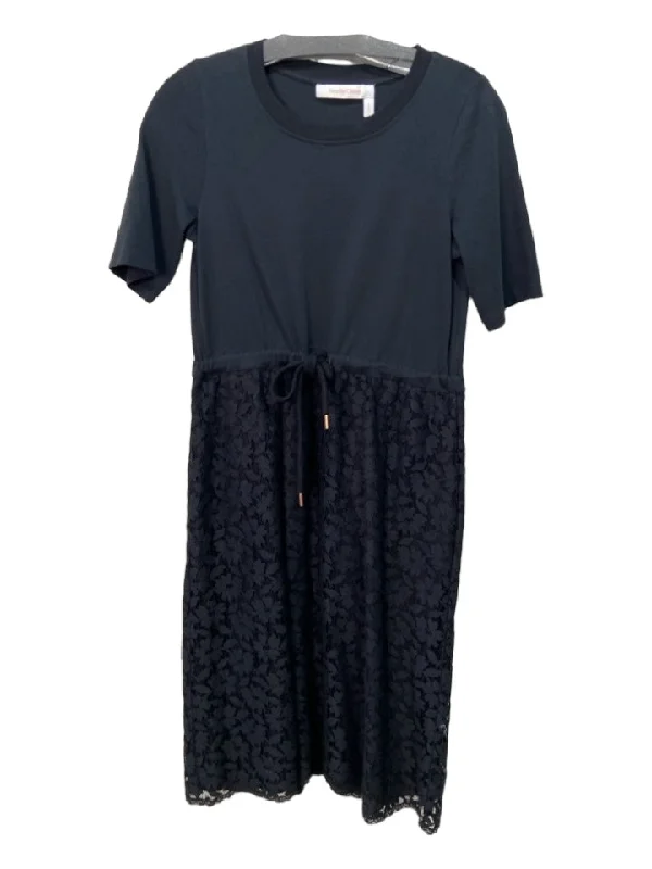 See By Chloe Size XS Black Cotton Round Neck Short Sleeve Floral Lace Dress Petite floral dresses See By Chloe Size XS Black Cotton Round Neck Short Sleeve Floral Lace Dress Petite floral dresses