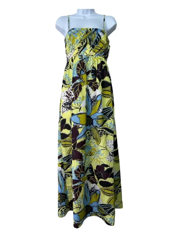 Tanya Taylor Size 0 Green, Blue & Black Polyester Gathered Back Floral Dress Fashion Nova floral dresses