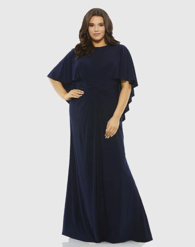 Jersey Cape Sleeve A Line Gown (Plus) Sleeveless unclassified dresses