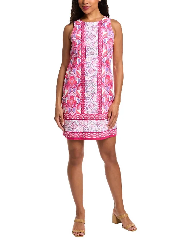 Cotton Shift Dress In Pink/red Casual unclassified dresses