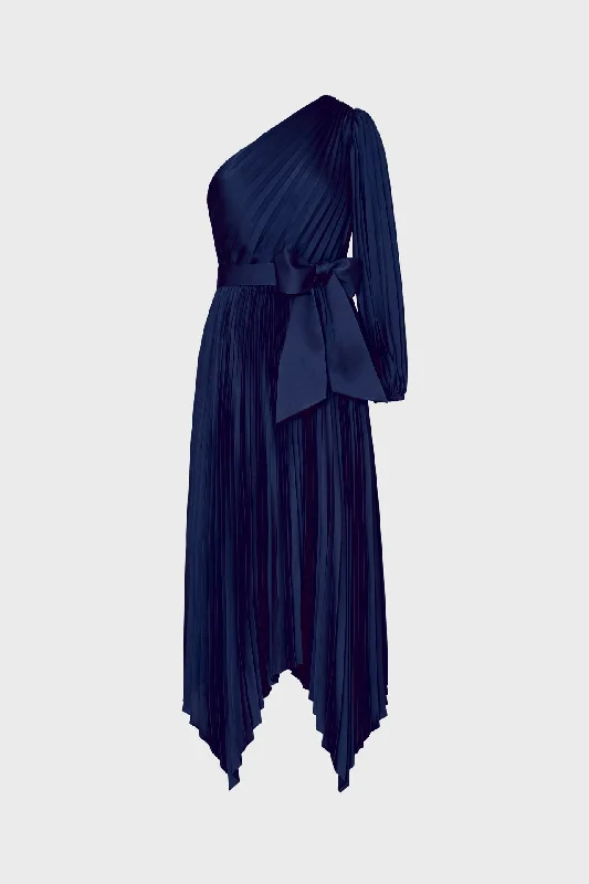 Essi Satin Pleated One Shoulder Dress Vintage unclassified dresses