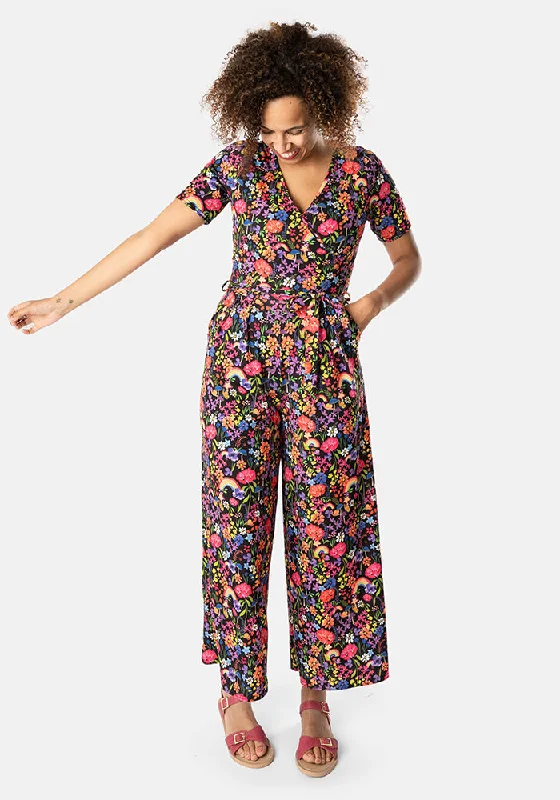 Evangeline Garden Rainbows Print Culotte Leg Jumpsuit Polka dot unclassified dresses