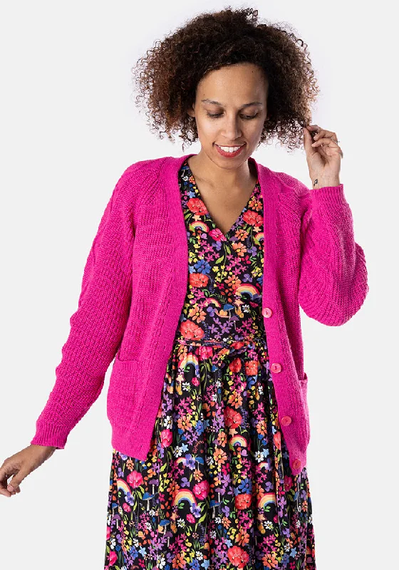 Pink Cable Sleeve Cardigan Dark color unclassified dresses