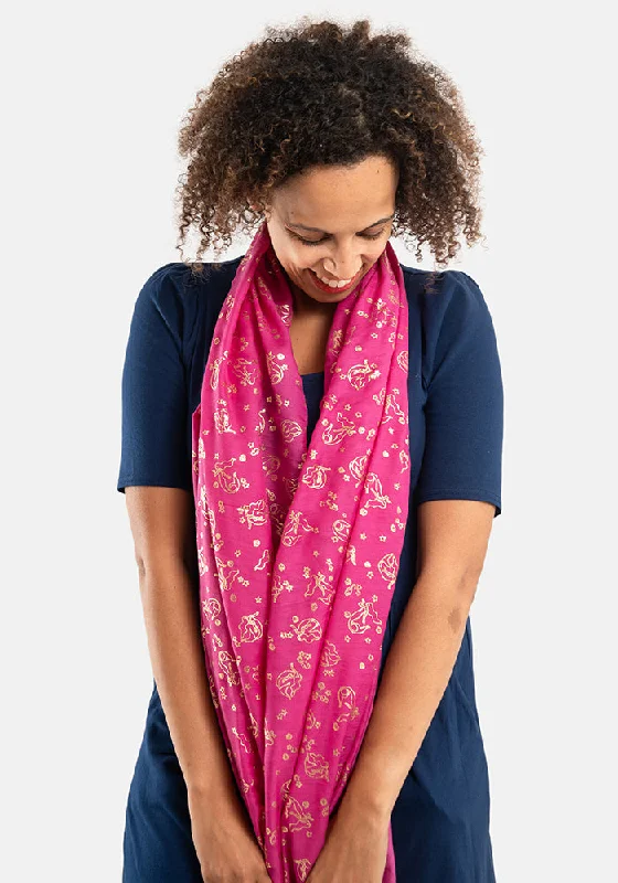 Pink Mermaid Foil Print Scarf Designer unclassified dresses