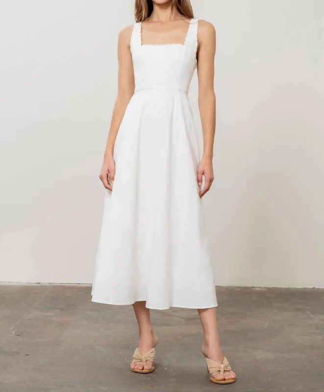 Scallop Smock Dress In White Casual chic unclassified dresses