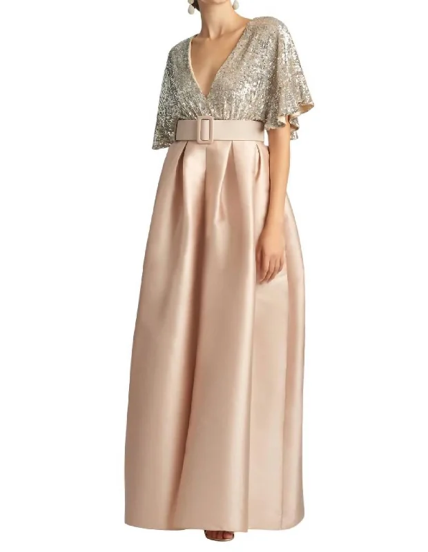 Simone Gown In Silver Peony Flowy unclassified dresses