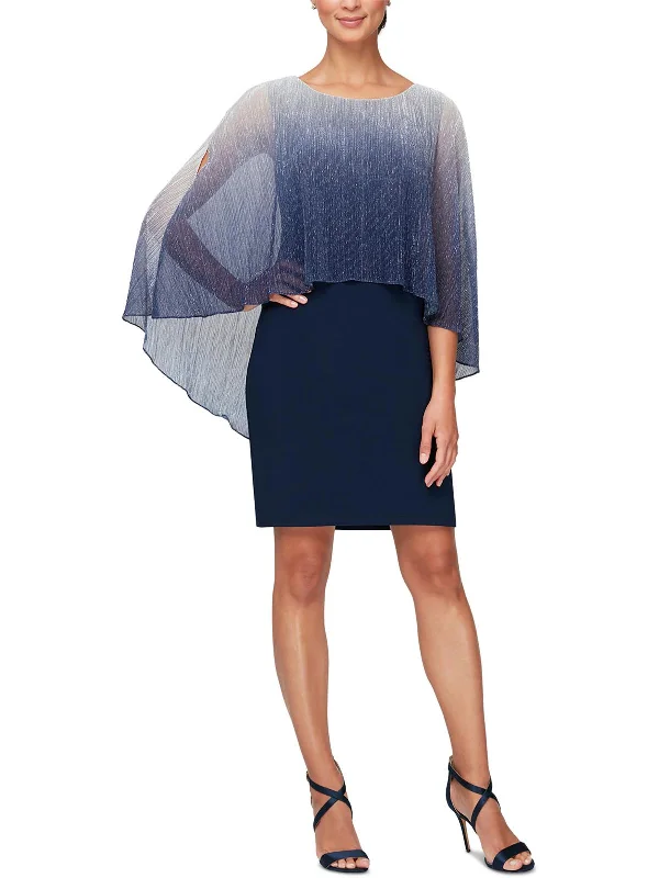 Womens Shimmer Cape Sleeves Sheath Dress Beach unclassified dresses