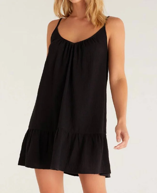 Amalia Gauze Mini Dress In Black Mini Skirt Party