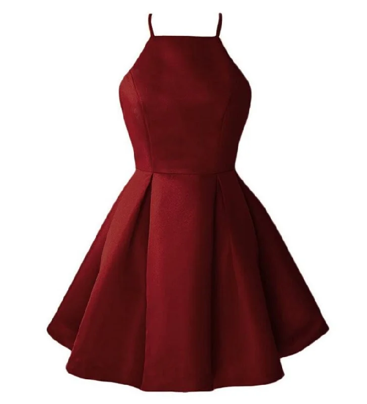 Burgundy Cute Short Halter Satin Short 2024 Wine Red for Sale Corset Prom Dresses outfit Soft Mini Skirt Burgundy Cute Short Halter Satin Short 2024 Wine Red for Sale Corset Prom Dresses outfit Soft Mini Skirt