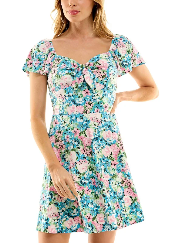 Juniors Womens Summer Mini Fit & Flare Dress Bold Mini Skirt