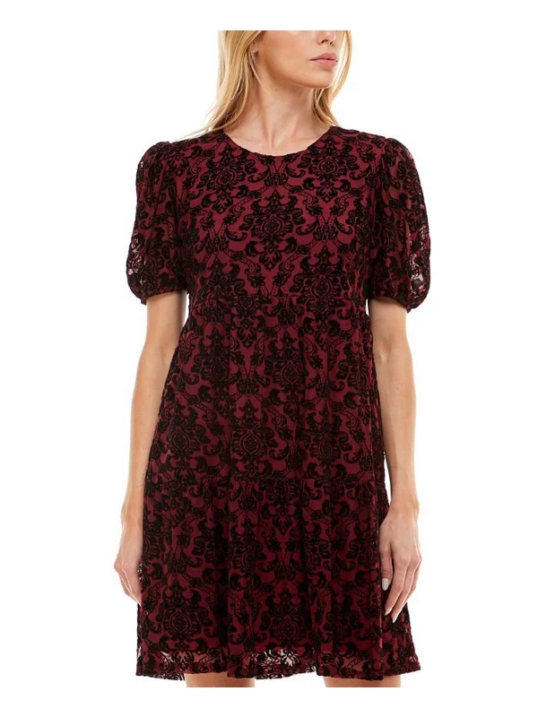 Juniors Womens Velvet Mini Babydoll Dress Casual Skater Skirt