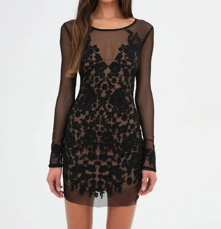Luau Mini Dress In Black Polka Dot Skirt