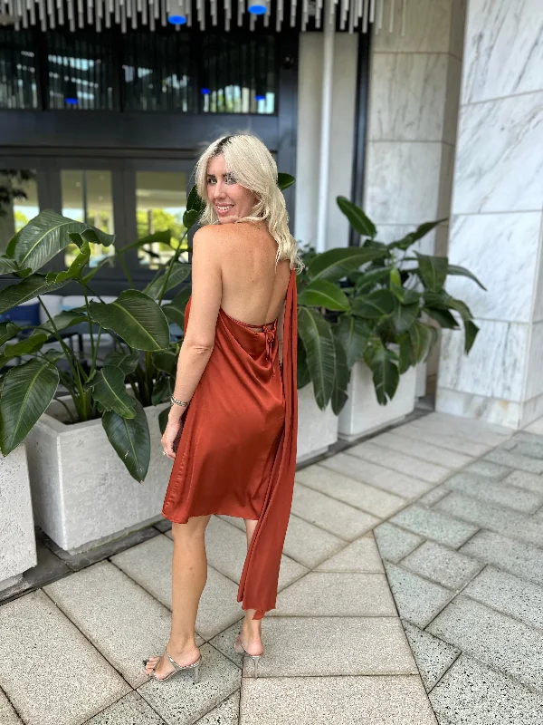 Mock Neck Backless Mini Dress High-Waisted Mini Skirt