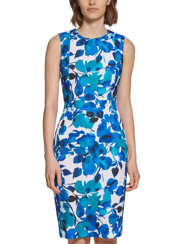 Petites Womens Business Short Sheath Dress A-line Denim Skirt