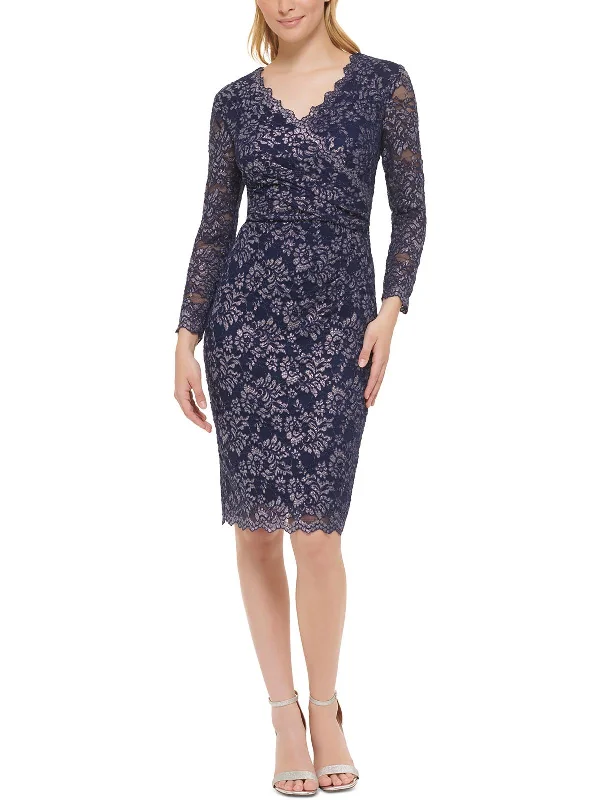 Womens Metallic Short Sheath Dress Stretch Mini Skirt