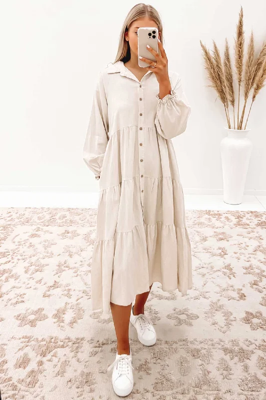Sadey Midi Dress Beige Midi Skirt Casual